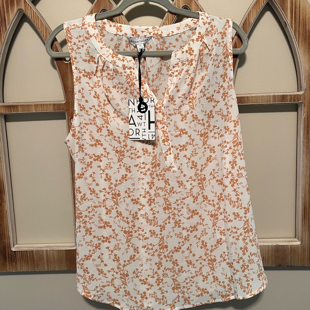 41 Hawthorn Sleeveless Blouse White Cream Mandarin Collar